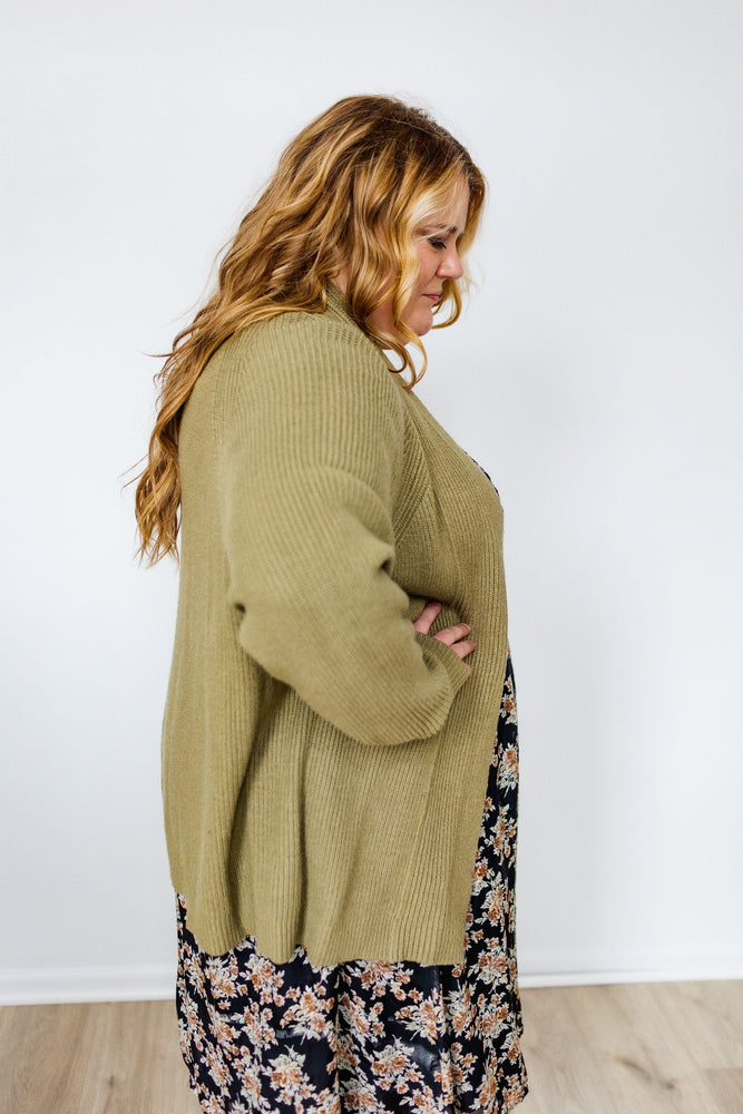KNIT OPEN CARDIGAN IN MATCHA