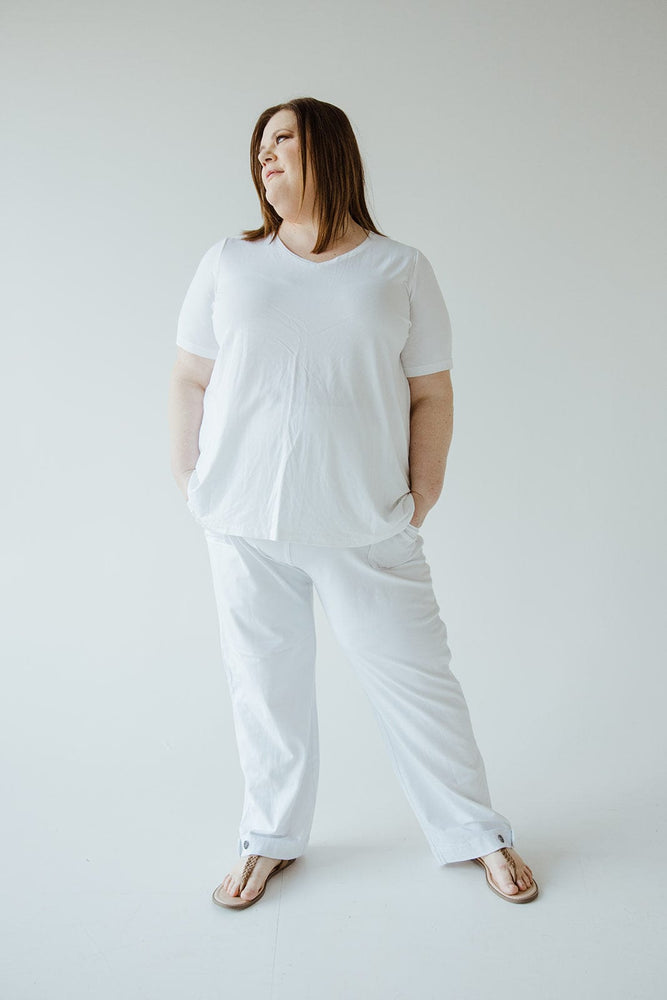 KNIT PULL-ON ANKLE PANTS IN WHITE