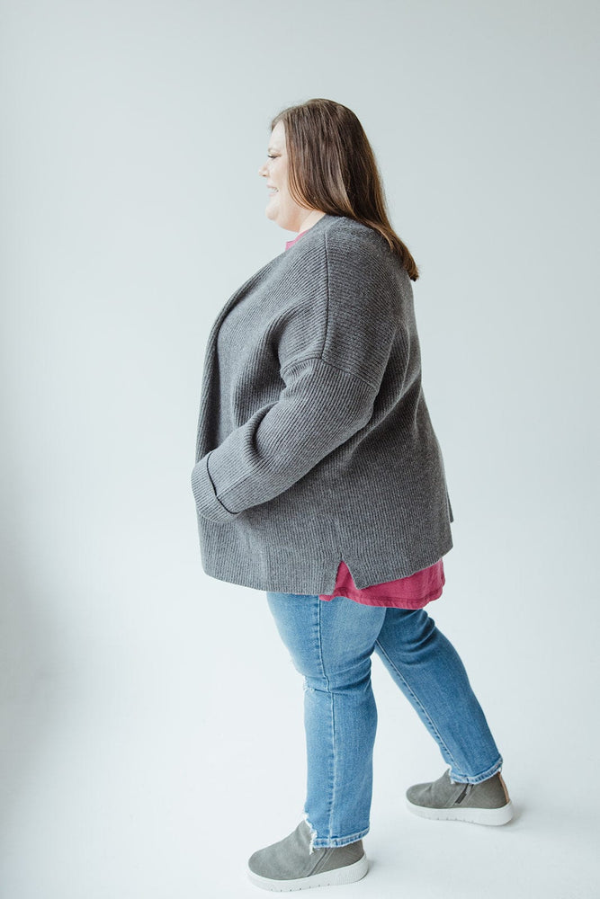 KNIT CARDIGAN WITH ROLLED SLEEVES