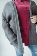 KNIT CARDIGAN WITH ROLLED SLEEVES