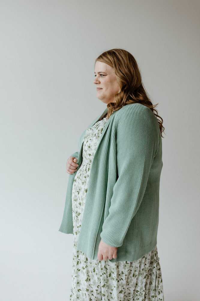 KNIT OPEN CARDIGAN IN FROSTED JUNIPER