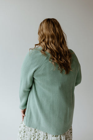 KNIT OPEN CARDIGAN IN FROSTED JUNIPER