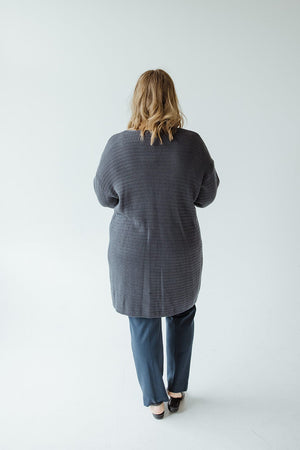 KNIT STRIPE PATTERN OPEN CARDIGAN