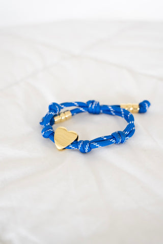 Knotty Cord Heart Bracelet – Blue | Gold