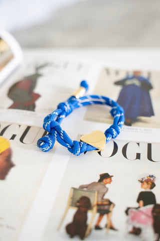 Knotty Cord Heart Bracelet – Blue | Gold