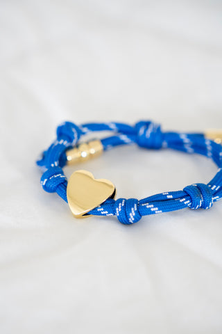 Knotty Cord Heart Bracelet – Blue | Gold