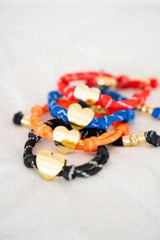 Knotty Cord Heart Bracelet – Blue | Gold