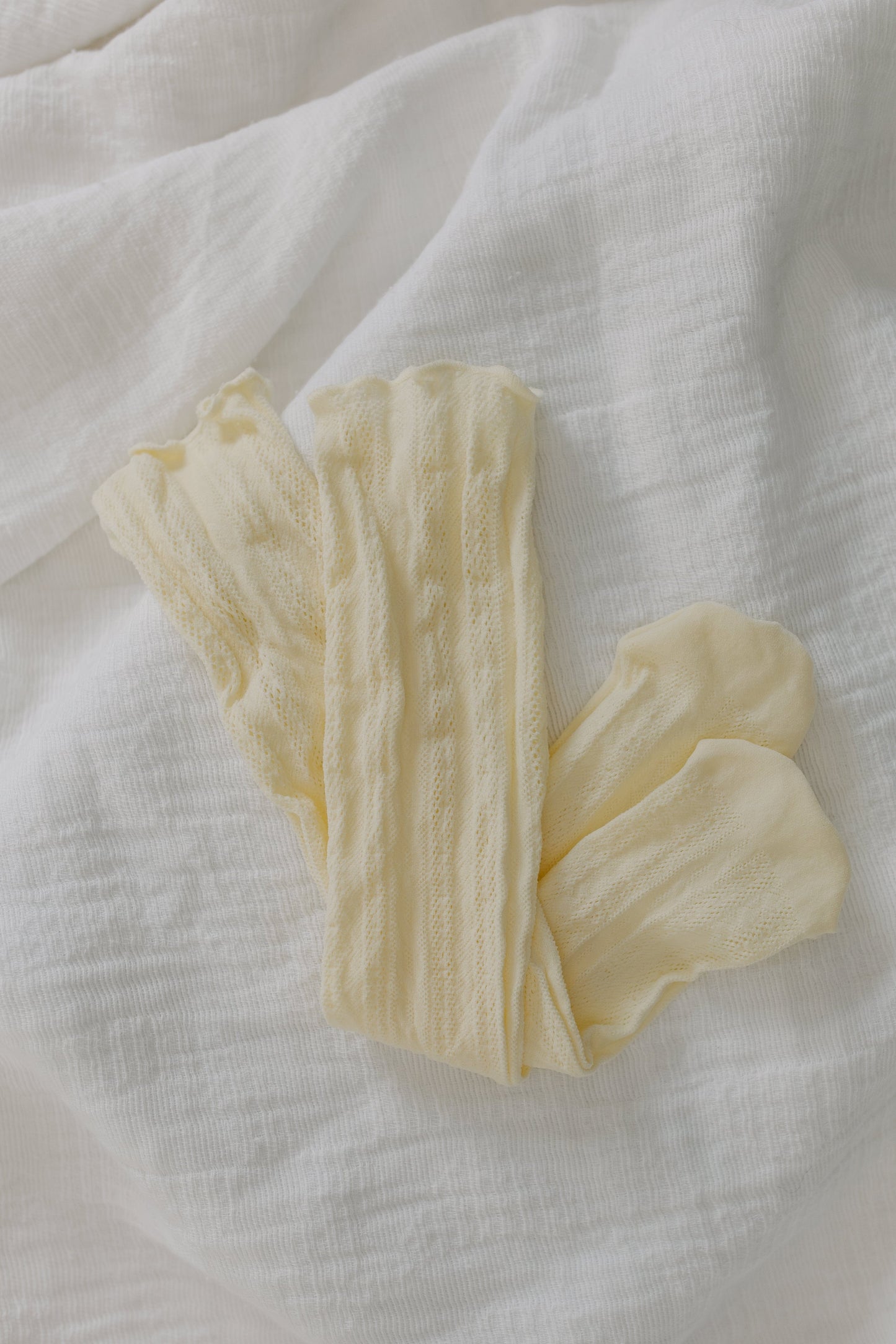 Pair of lace socks on white background