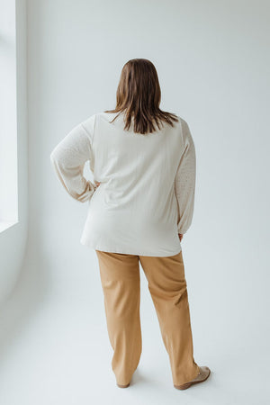 LACE SLEEVE BOHO BLOUSE IN CREAM