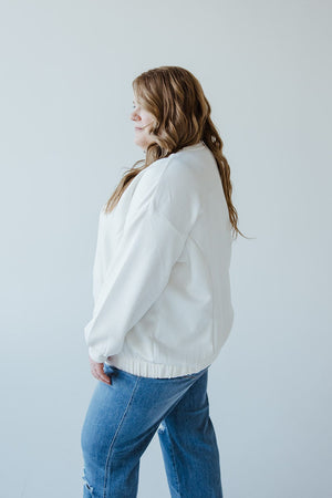 LIGHT AS AIR BANDED HEM SWEATSHIRT IN ECRU