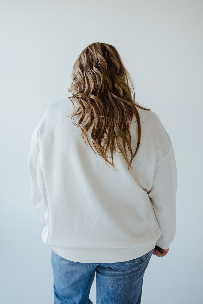 LIGHT AS AIR BANDED HEM SWEATSHIRT IN ECRU