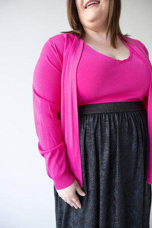 LIGHTWEIGHT CARDIGAN WITH POCKETS IN AZALEA