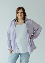 LIGHTWEIGHT KNIT BUTTON-DOWN IN FRESH LILAC