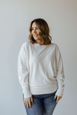 LIGHTWEIGHT KNIT DOLMAN SWEATER IN ECRU