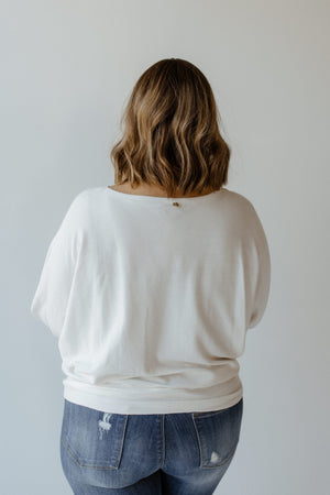 LIGHTWEIGHT KNIT DOLMAN SWEATER IN ECRU