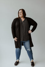 LIGHTWEIGHT LONG-SLEEVED DUSTER CARDIGAN IN BLACK