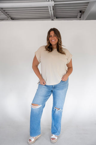 Lovervet High-Rise Slim Wide Leg Jeans – Distressed Medium Light Wash