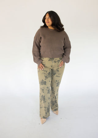 Lovervet High Rise Patchwork Slim Wide – Olive Floral