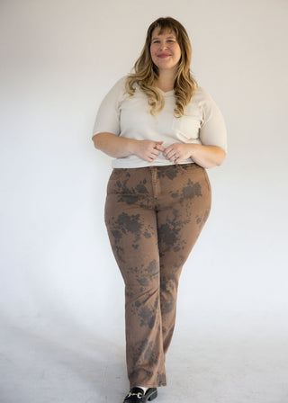 Lovervet Low Rise Floral Bootcut – Brown Floral