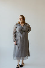 METALLIC SILVER PLISSE DRESS