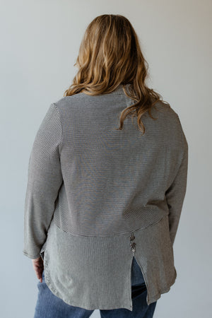 MICRO-STRIPE PULLOVER WITH POCKET DETAIL