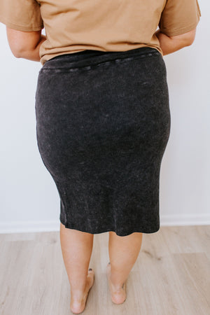 MINERAL WASHED THERMAL PENCIL SKIRT