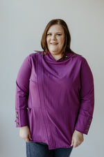 MOCK COWL NECK TEE IN WINTER ORCHID