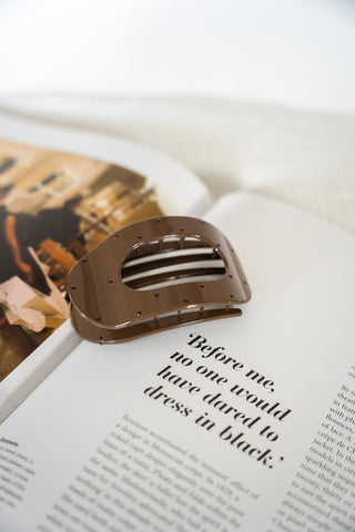 Matte Brown Mini Ball Duckbill Clip – Minimalist Hair Clip