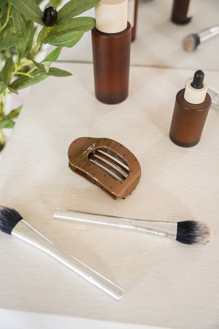 Matte Brown Mini Ball Duckbill Clip – Minimalist Hair Clip
