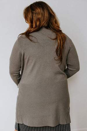 
            
                Load image into Gallery viewer, OPEN FRONT HALF RIBBED CARDIGAN IN STEEL GREY
            
        