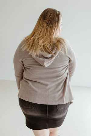 OPEN FRONT THERMAL CARDIGAN IN LATTE