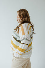 OPEN WEAVE SWEATER WITH ABSTRACT STRIPES