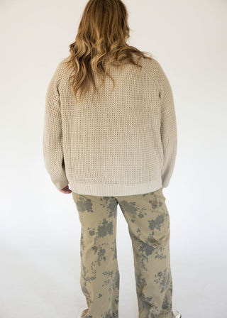 Oversized Raglan Knit Pullover Sweater – Cozy Taupe