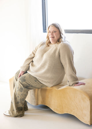 Oversized Raglan Knit Pullover Sweater – Cozy Taupe