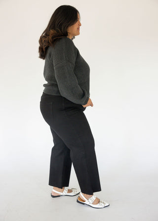 Oversized Ribbed Crewneck Sweater – Shadow Grey