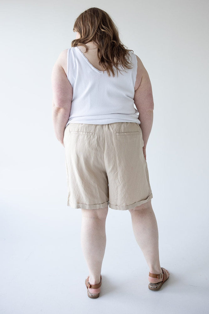 PAPERBAG WAIST LINEN BERMUDA SHORTS