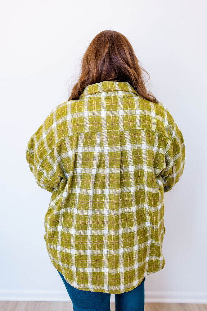 PLAID SHACKET IN BRIGHT CHARTREUSE