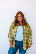 PLAID SHACKET IN BRIGHT CHARTREUSE