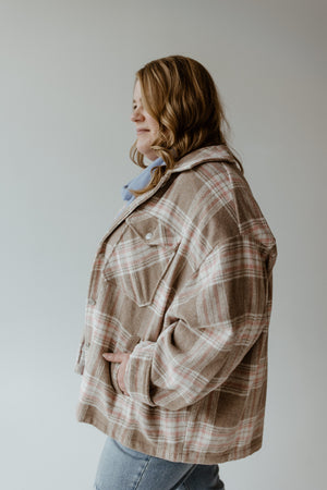 PLAID SHACKET IN CREME BRULEE