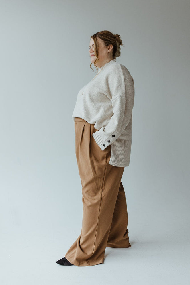 PLEATED WIDE LEG TROUSER IN URBAN BRONZE