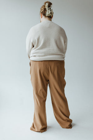 PLEATED WIDE LEG TROUSER IN URBAN BRONZE