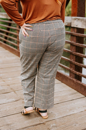 PULL-ON PLAID ANKLE TROUSER