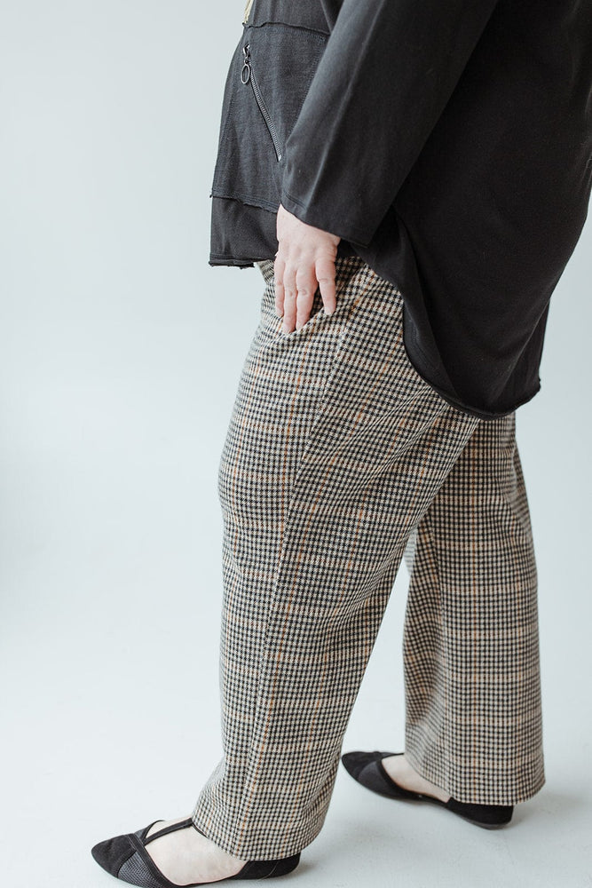 PULL-ON PLAID ANKLE TROUSER