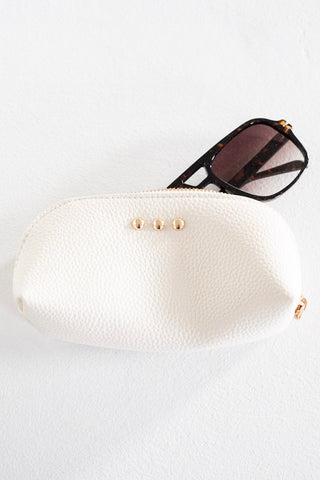 Pebbled Dome Zip Pouch – Cream