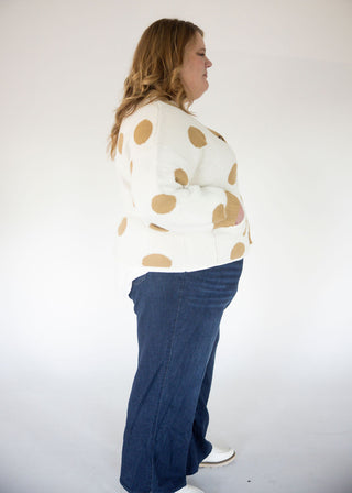 Polka Dot Jacquard Button Down Sweater Cardigan – Ivory