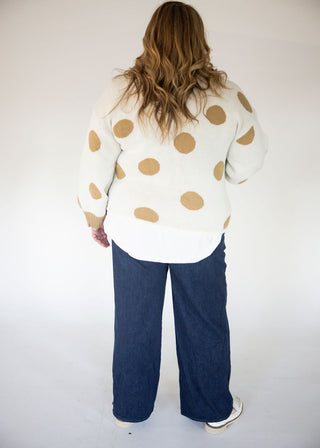 Polka Dot Jacquard Button Down Sweater Cardigan – Ivory