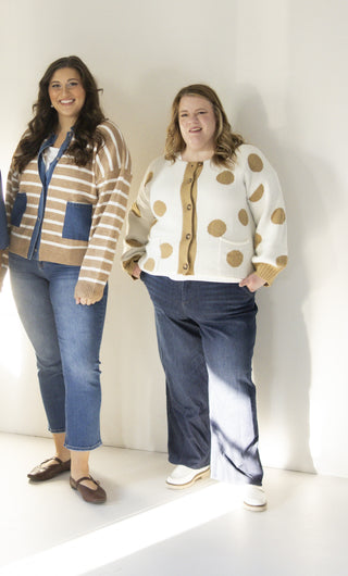 Polka Dot Jacquard Button Down Sweater Cardigan – Ivory