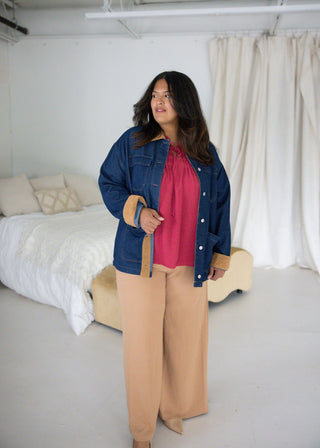 Puff Sleeve Pintuck Neck-Tie Woven Top – Dusty Mauve