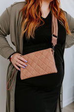QUILTED SUEDE CLUTCH IN MAUVE