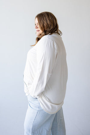 RAW EDGE TUNIC WITH POCKET DETAIL IN CHALK